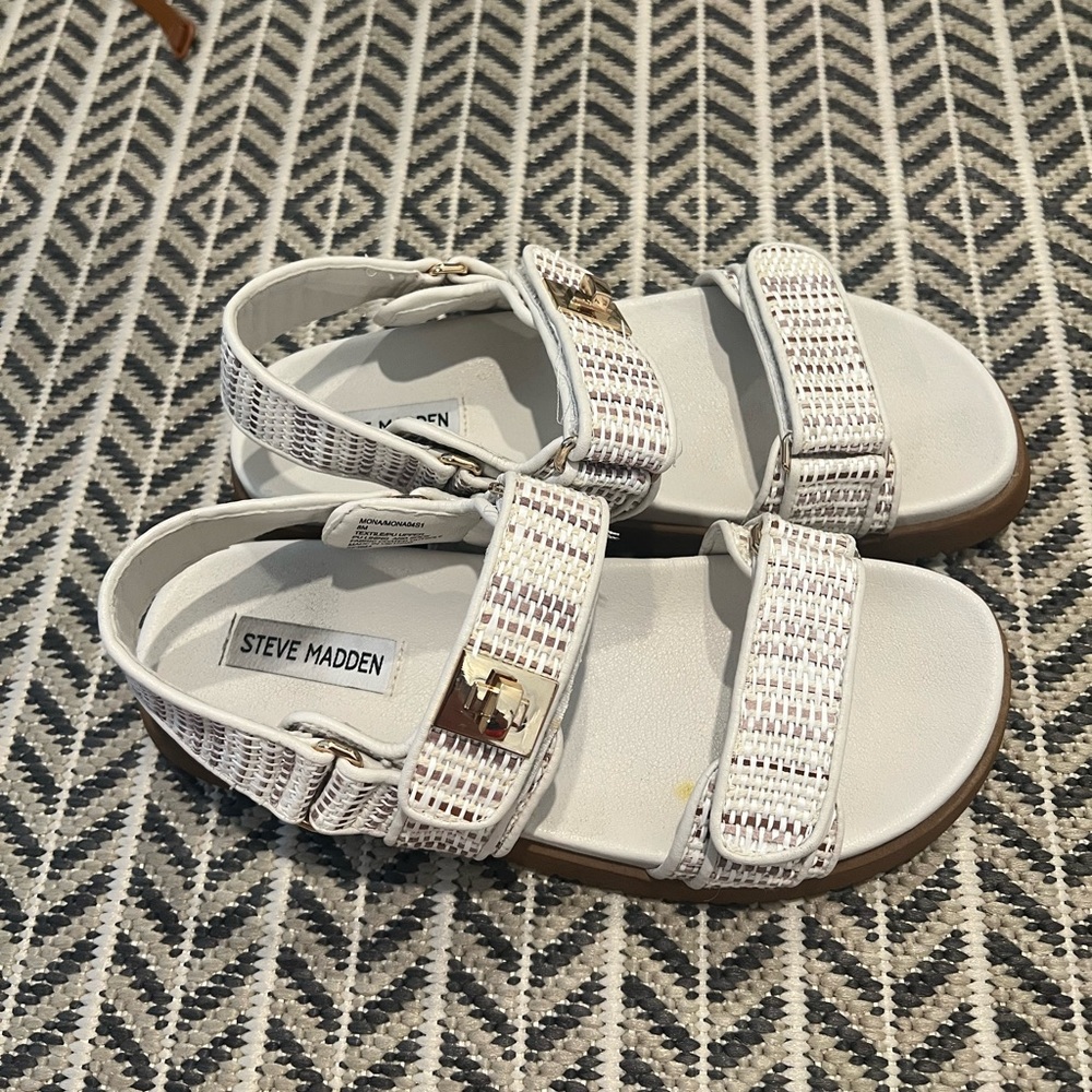 Steve Madden - Mona Slide- Cream Slip-On Sandals with Buckles